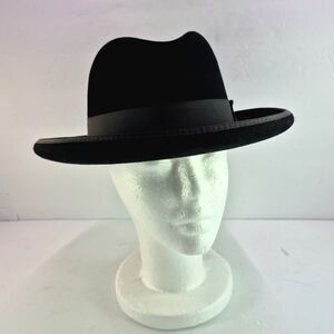 Bailey of Hollywood Genuine Fur Felt Homburg Hat Black 7 1/4 Godfather Style